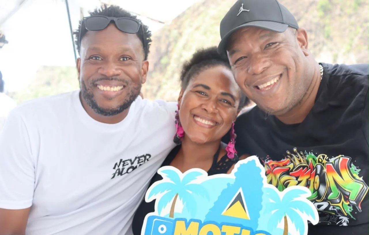 Sherwinn Dupes Brice, Jonelle James and DJ Franco together on the Saint Lucia trip